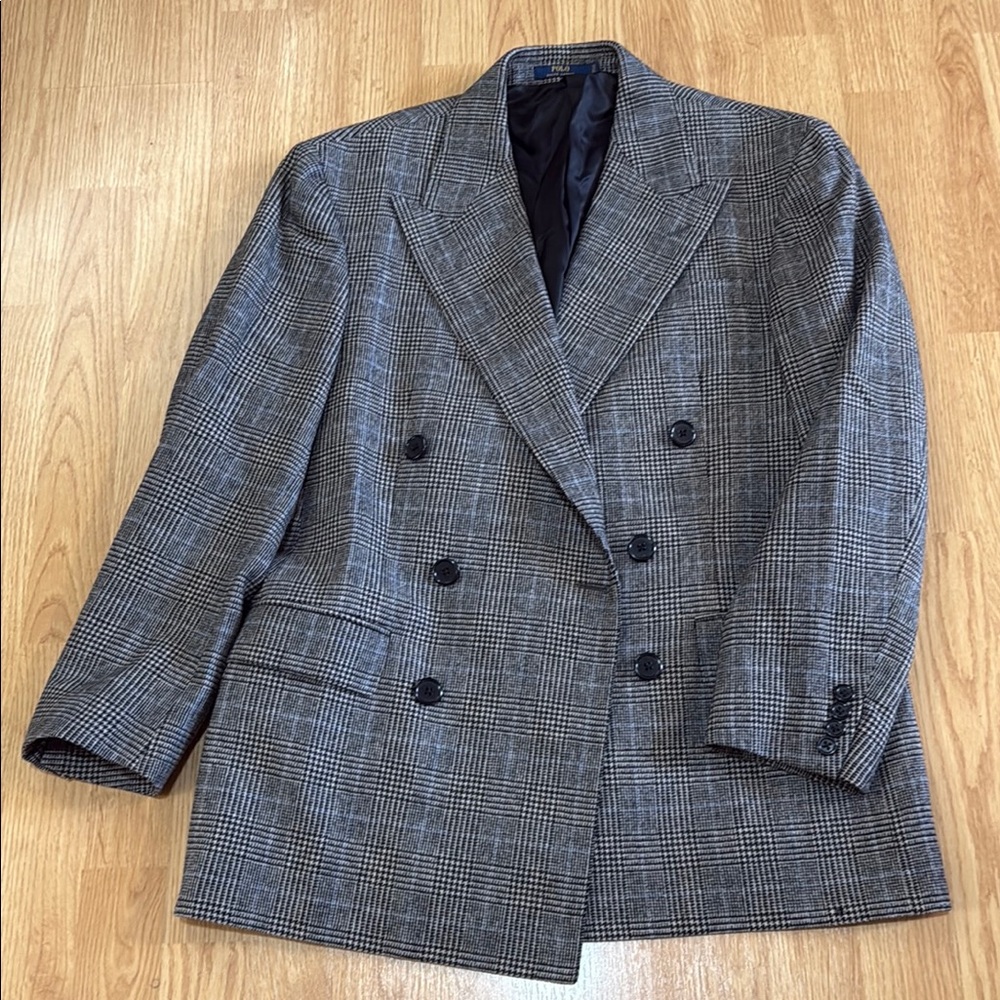 Men's Glen Plaid wool Ralph Lauren POLO double breasted blazer.